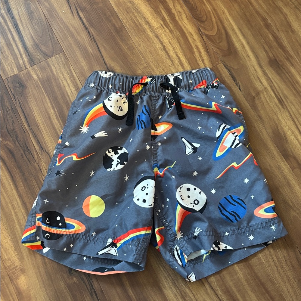 Hanna Andersson rainbow Space Adventure Swim Trunks